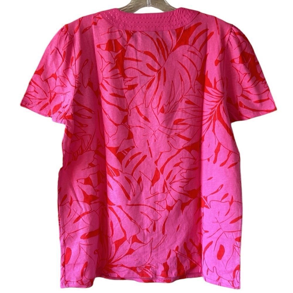 NEW Rafaella Pink And Red V Neck Top - Picture 6 of 7